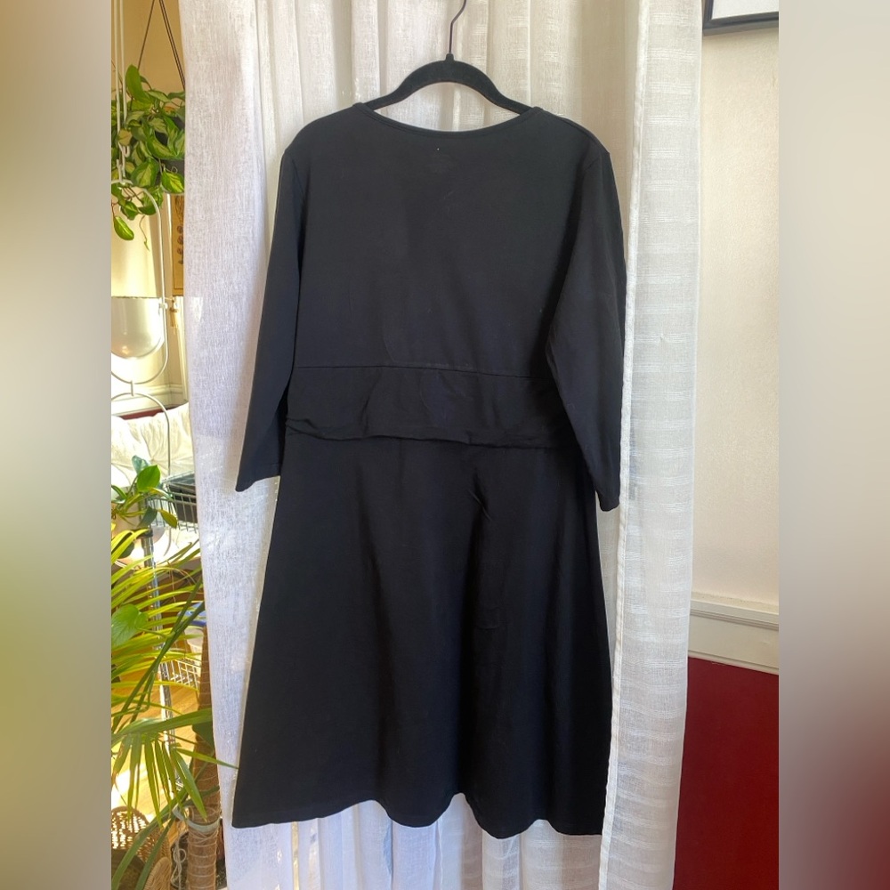 Patagonia Organic Cotton Black Dress V Neck 3/4 Sleeve Size Large - Picture 5 of 13